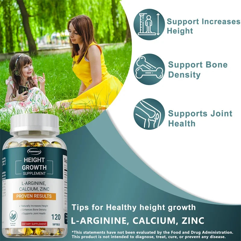 Height Growth Supplements - with Vitamins and Calcium Zinc Improves Bone Strength, Promotes Growth and Improve Immunity