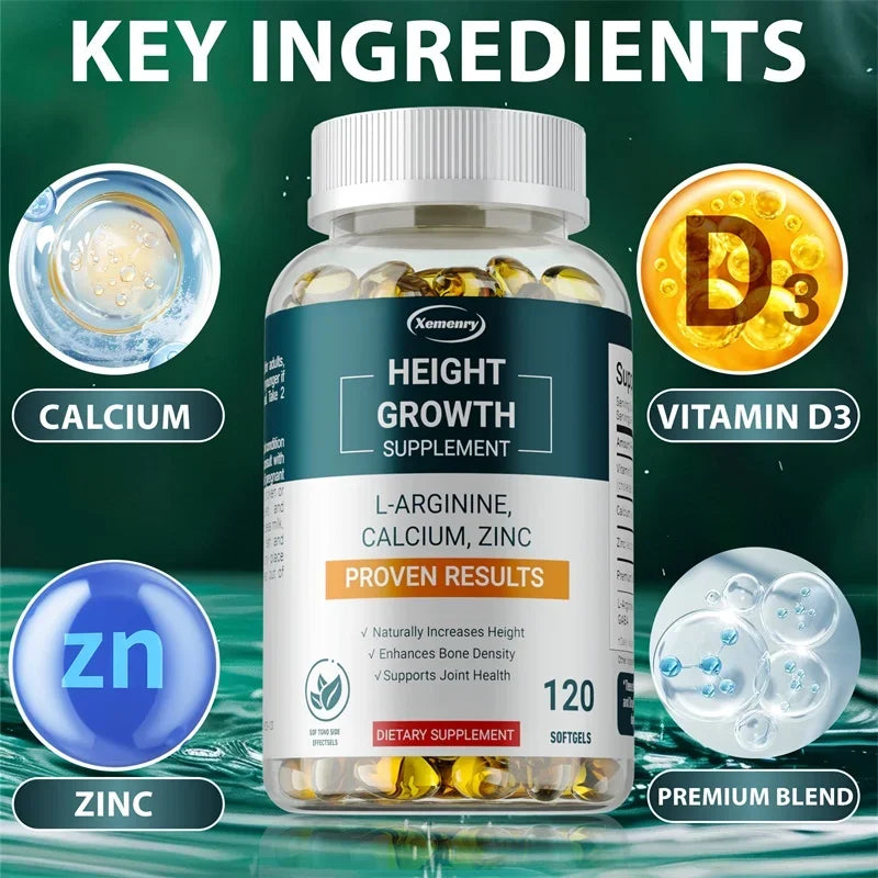 Height Growth Supplements - with Vitamins and Calcium Zinc Improves Bone Strength, Promotes Growth and Improve Immunity