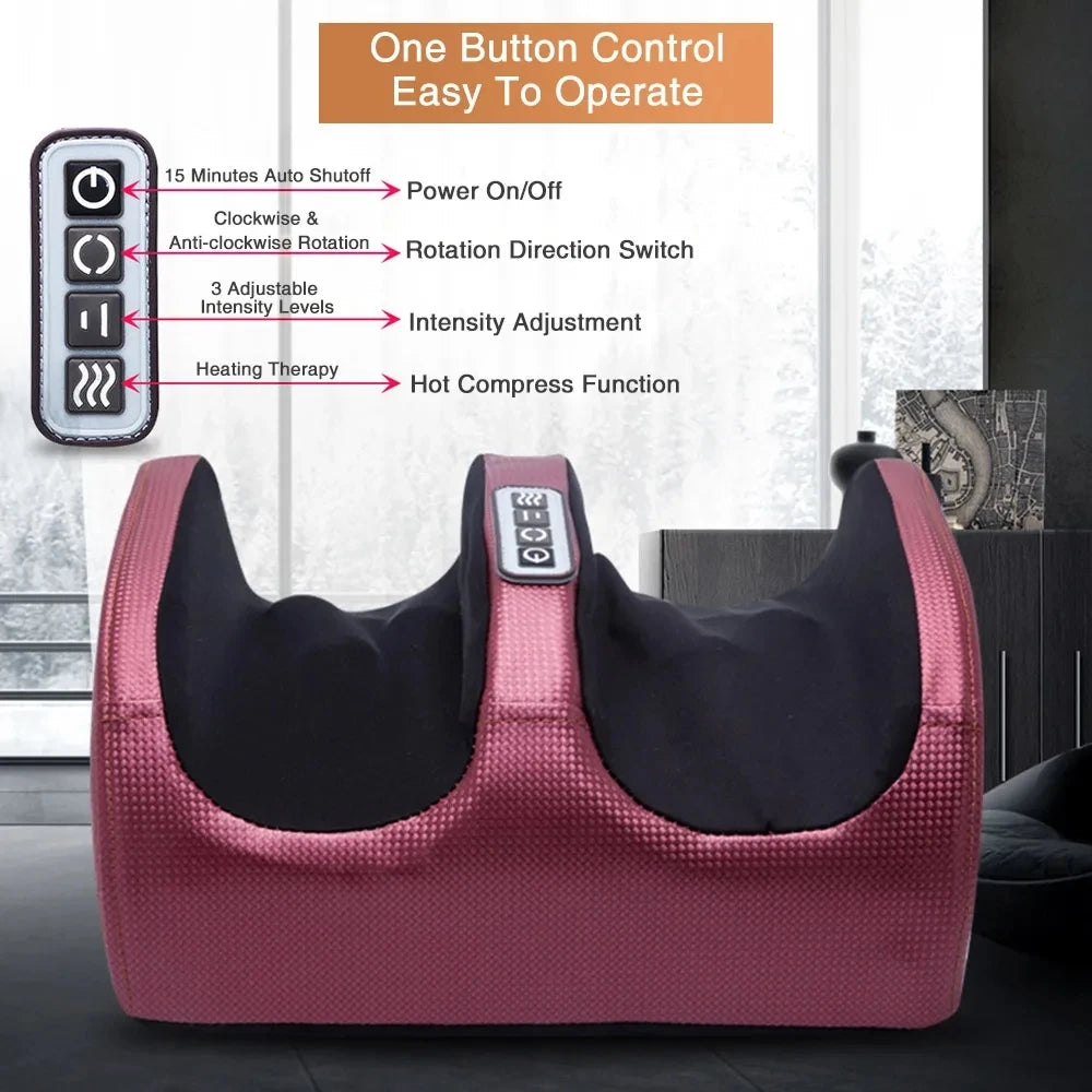 Hot Compression Electric Foot Massager Heating Therapy Shiatsu Kneading Roller Muscle Relaxation Pain Relief Foot Spa Machines