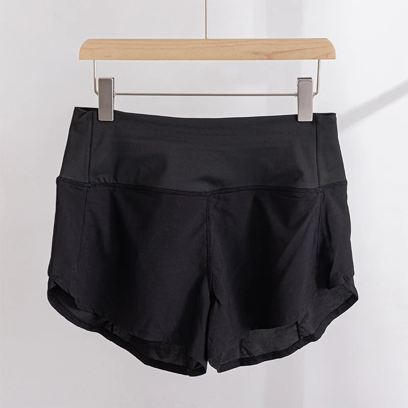 Running Yoga Shorts Women High Waisted Athletic Shorts Lined Workout Zipper Pocket Shorts Femme Sportswear Summer Pants Gym Wear