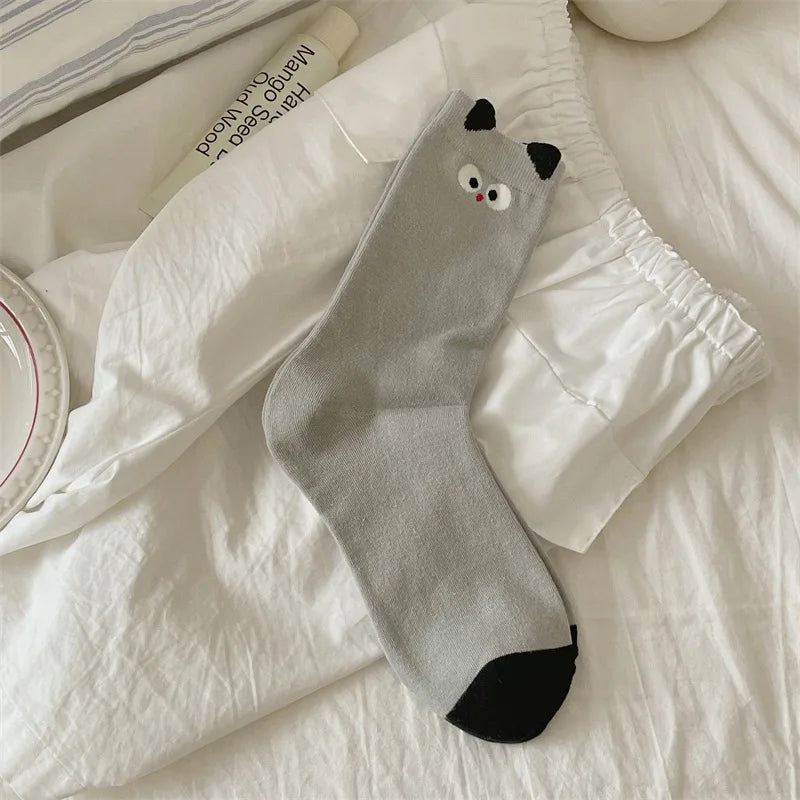 Socks For Women Cute New Novelties Fashion Cotton Breathable Funny Socks Female Casual Long Preppy Style Cartoon Socks Striped
