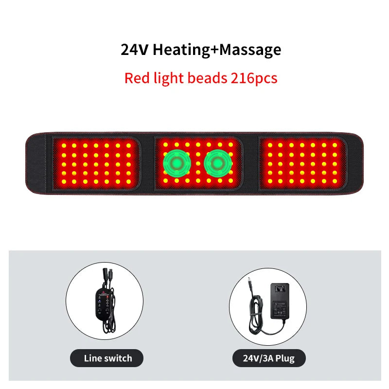 Red Light Therapy Belt -3-Gear Heat & Vibration，Relieves Lower Back Pain， For Sports Recovery & Elderly Lower Back Care