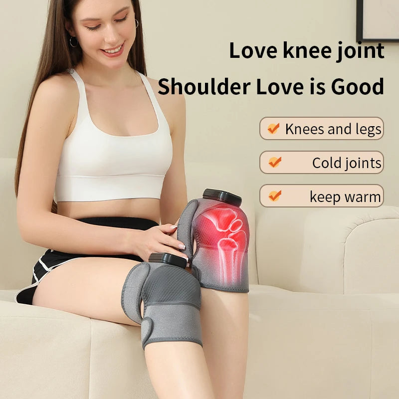 Electric Heated Vibrating Knee Massager Hot Compress Therapy Device for Muscle Relaxation & Joint Protection-1cps