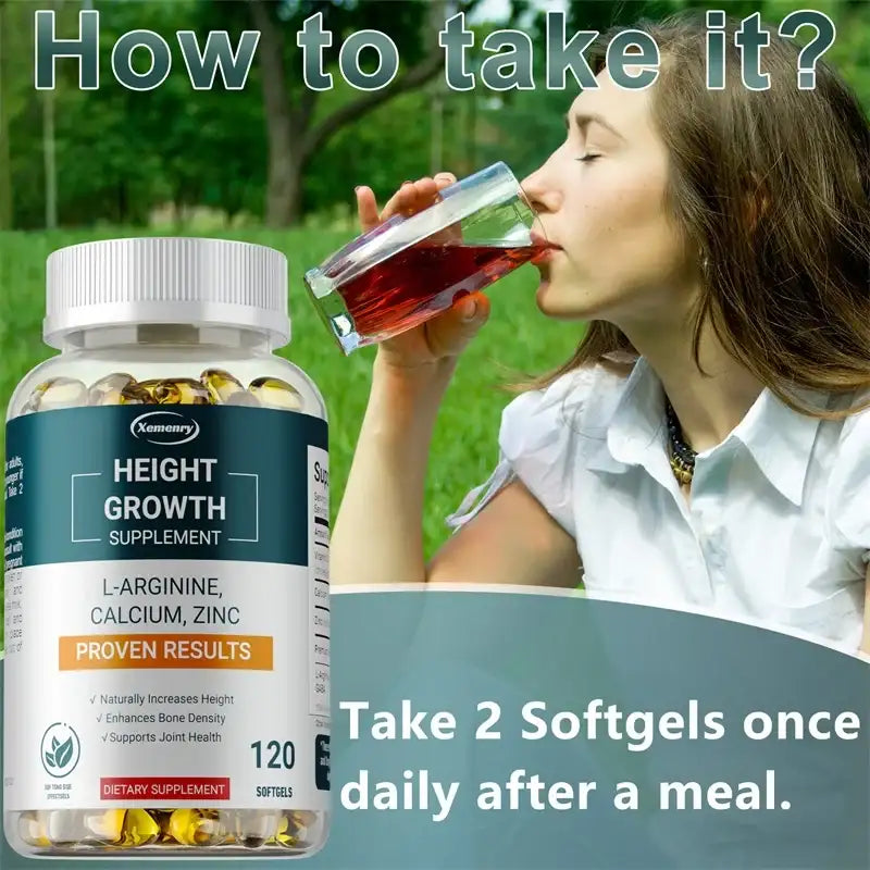 Height Growth Supplements - with Vitamins and Calcium Zinc Improves Bone Strength, Promotes Growth and Improve Immunity